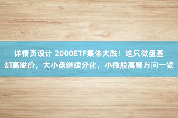 详情页设计 2000ETF集体大跌！这只微盘基却高溢价，大小盘继续分化，小微股高聚方向一览