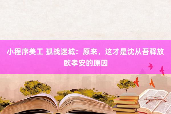 小程序美工 孤战迷城：原来，这才是沈从吾释放欧孝安的原因