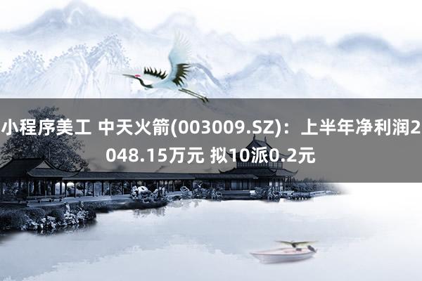 小程序美工 中天火箭(003009.SZ)：上半年净利润2048.15万元 拟10派0.2元